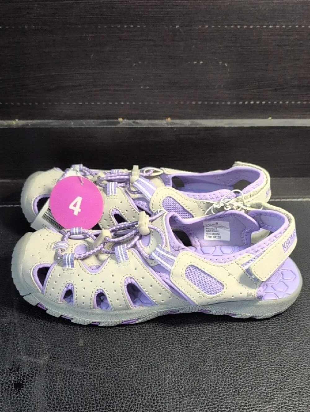 Khombu Light Gray and Lavender Closed-Toe Kids Girls Sandals